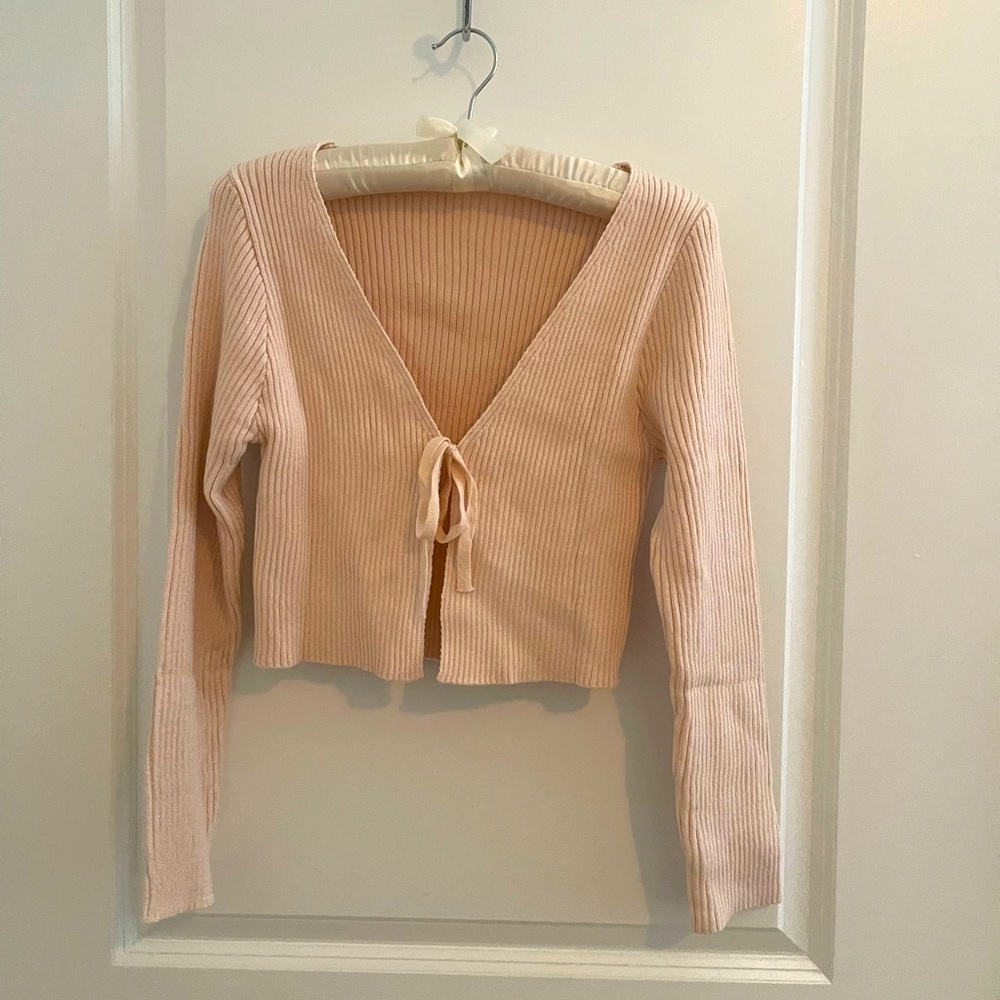 Cream Ribbed Knit Sweater